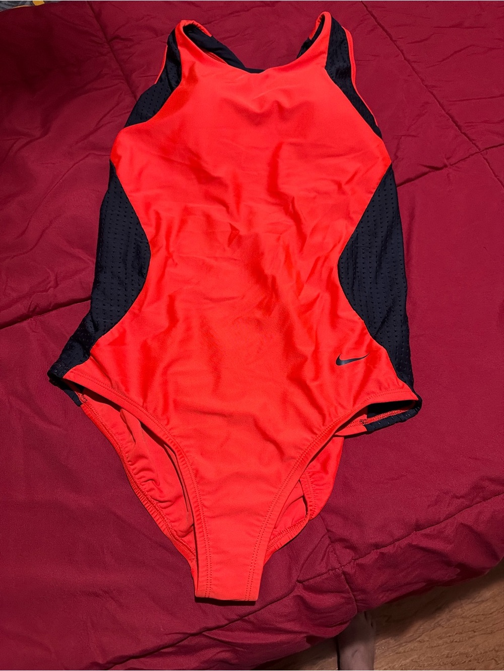 Nike Men’s Red and Black One-Piece Swim Rash Guard